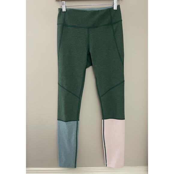 Outdoor Voices The Dipped Warmup Leggings Colorblock‎ Hunter Green Blue Pink S - Picture 2 of 9